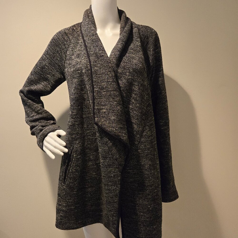 Theory Carileen Westacle Open Cardigan Draped Waterfall Sweater Gray S